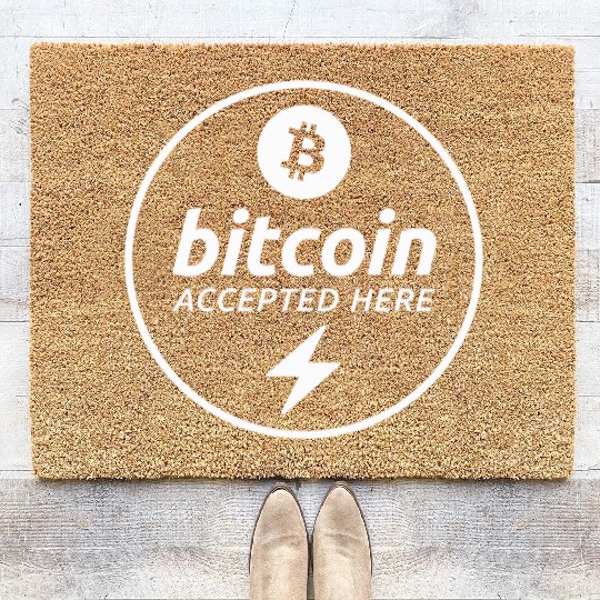 Bitcoin Accepted Here via Lightning Coir Doormats