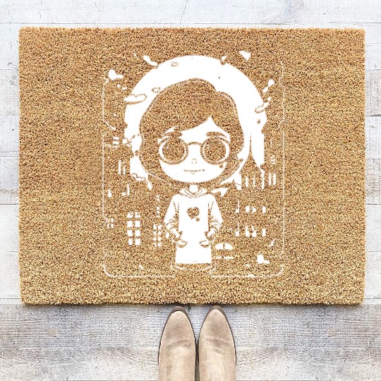Cute Chibi Anime Science Girl Coir Doormats