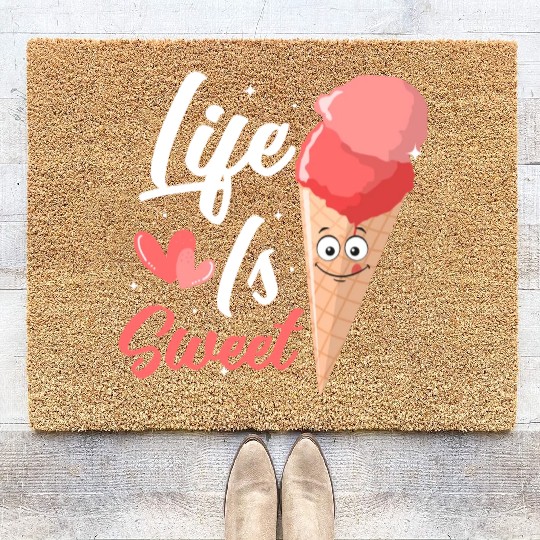 Life Is Sweet Cone Scoop Ice Cream Coir Doormats