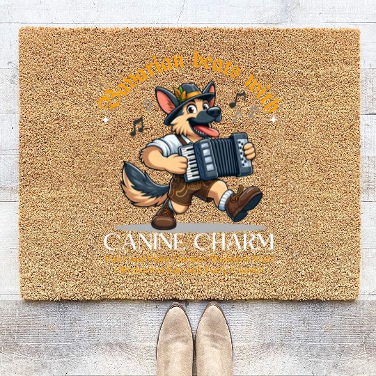 Paws & Polka.  D83D DC3E D83C DFB6 D83E DE97 German shepherd dancing Coir Doormats