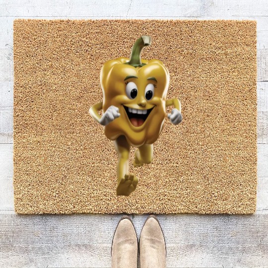 Yellow Bell Pepper Running Realistic Coir Doormats