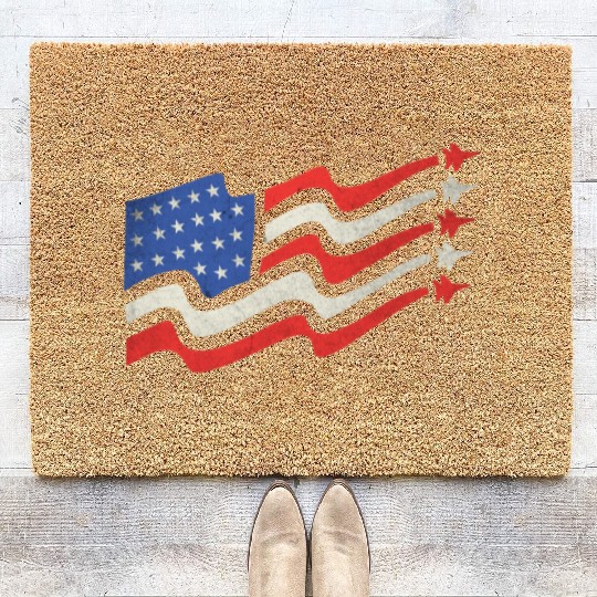 American Flag Apparel with Jet 4th of July Coir Doormats