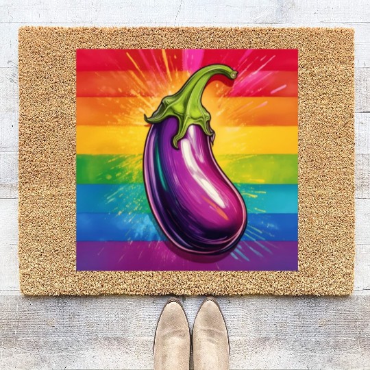 LGBTQ Eggplant Coir Doormats
