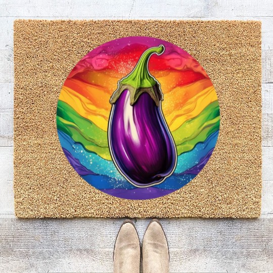 LGBTQ Eggplant Coir Doormats