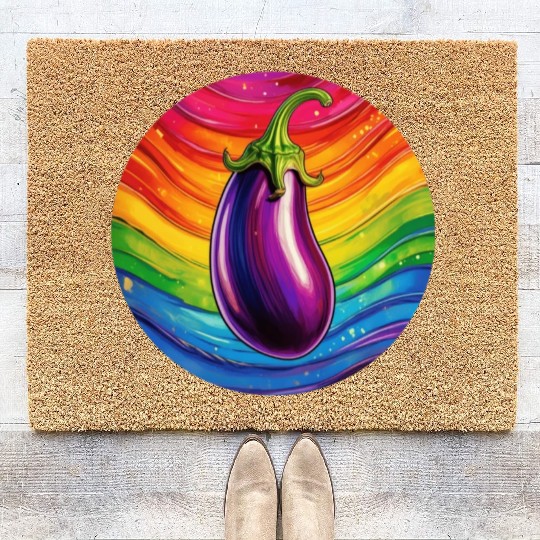 LGBTQ Eggplant Coir Doormats