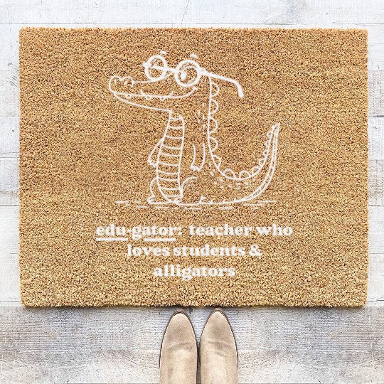 Elementary Teacher Edu gator Loves Coir Doormats