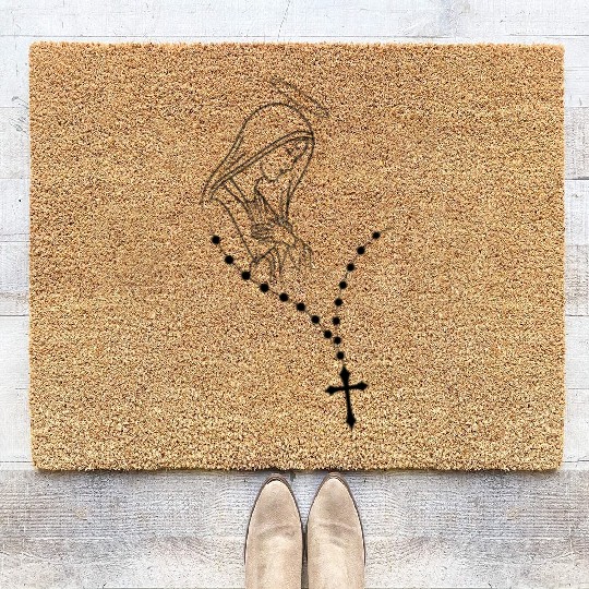 Virgin Mary jesus bible christian religion madona Coir Doormats