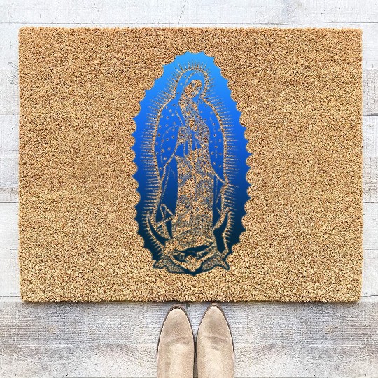 Virgin Mary jesus bible christian religion madona Coir Doormats
