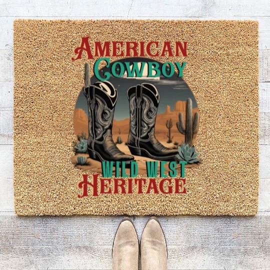 American Cowboy boots Texas West Wild Heritage Coir Doormats