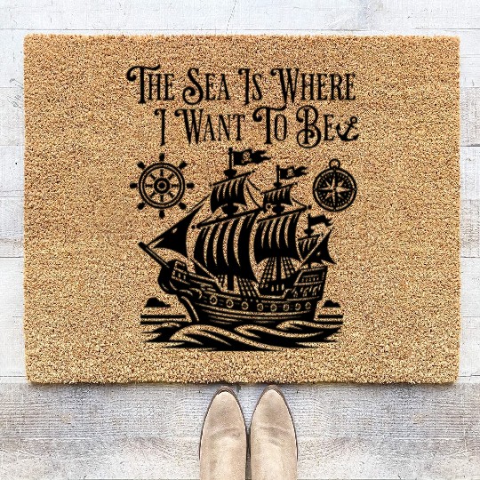 sailing lover - boat lover motif - sea saying Coir Doormats