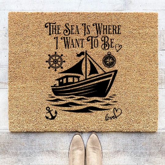 Sailing Ship Boat Sailor Sea Captain Anchor Wheel Coir Doormats