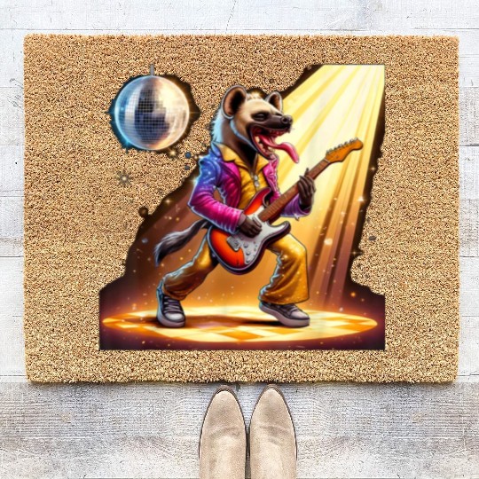 Disco Ball Guitar Hyena Coir Doormats