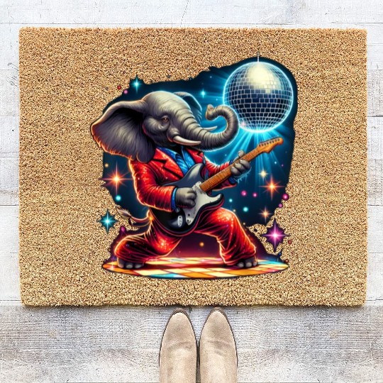 Disco Ball Guitar Elephant Coir Doormats