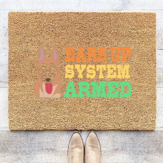 Retro Dog Ears Up System Armed Belgian Malinois Coir Doormats