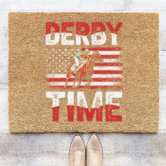 Derby Time Louisville Kentucky Horse Racing Coir Doormats