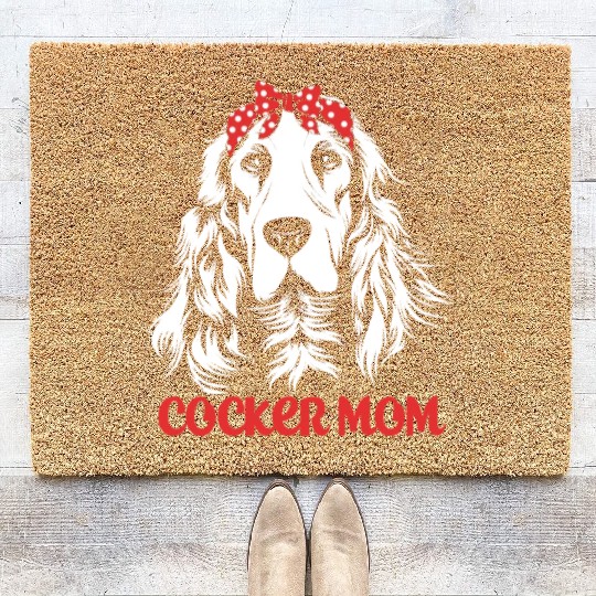 Cute Dog Hair Bow Cocker Spaniel Mom Cocker Mom Coir Doormats