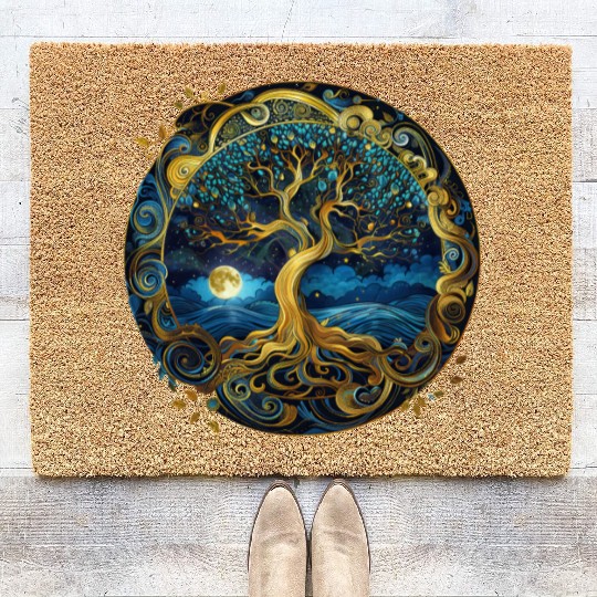 Irish Nordic Celtic Tree of Life Yggdrasil Coir Doormats