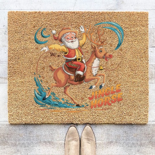 Giddy Up Jingle Horse Pick Up Your Feet Cowboy San Coir Doormats
