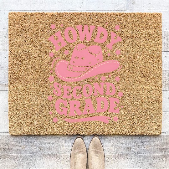 Howdy 2nd Grade Cowboy Cowgirl Back To School Coir Doormats