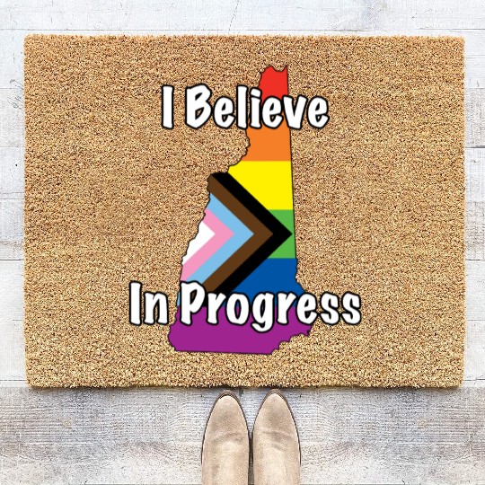 New Hampshire Pride Believe in Progress Flag Coir Doormats