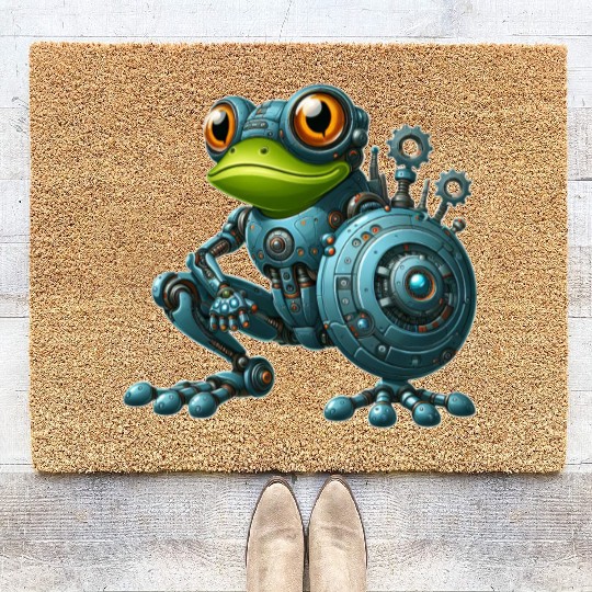 Cyborg Frog Toad Newt Robot Mech Design Coir Doormats