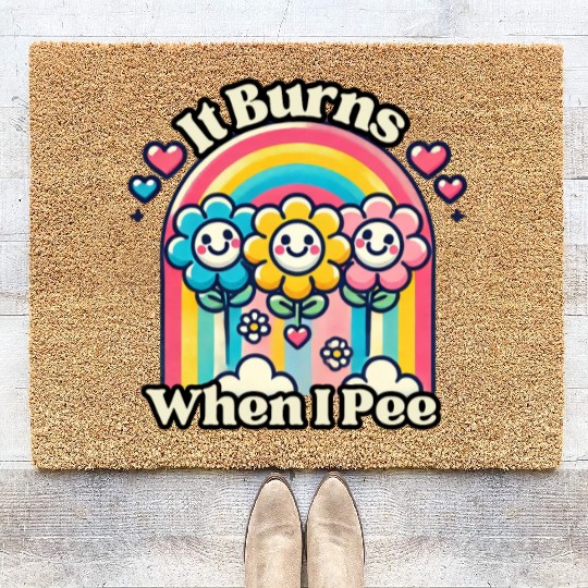 It Burns When I Pee Retro Inappropriate Coir Doormats