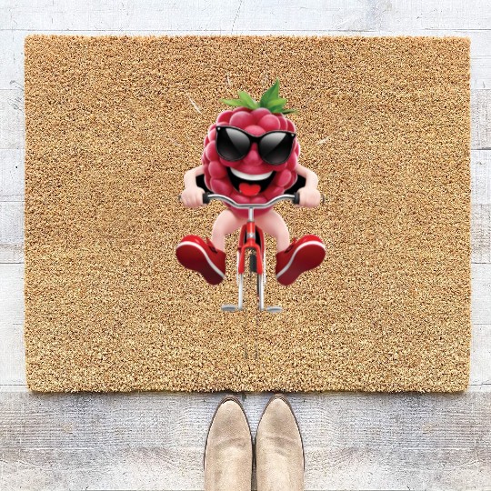 Raspberry Cycling On Bike Realistic Coir Doormats