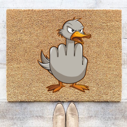 Funny Rude Seagull Outfit Gift for Men and Women Coir Doormats