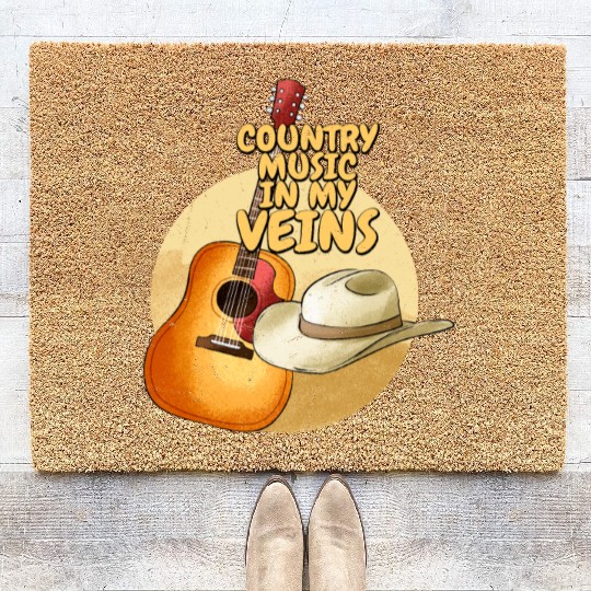 Country Music In My Veins Western Cowboy Coir Doormats