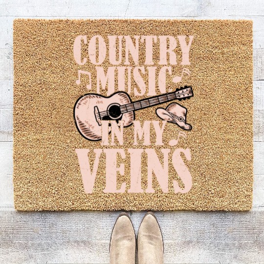 Country Music In My Veins Cowboy Western Coir Doormats