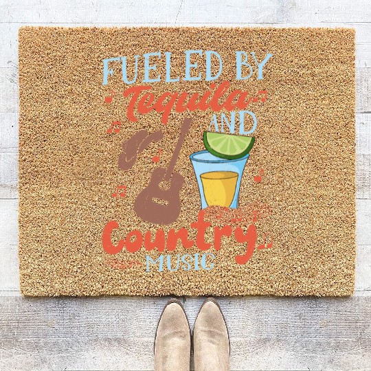 Fueled By Tequila And Country Music Western Cowboy Coir Doormats