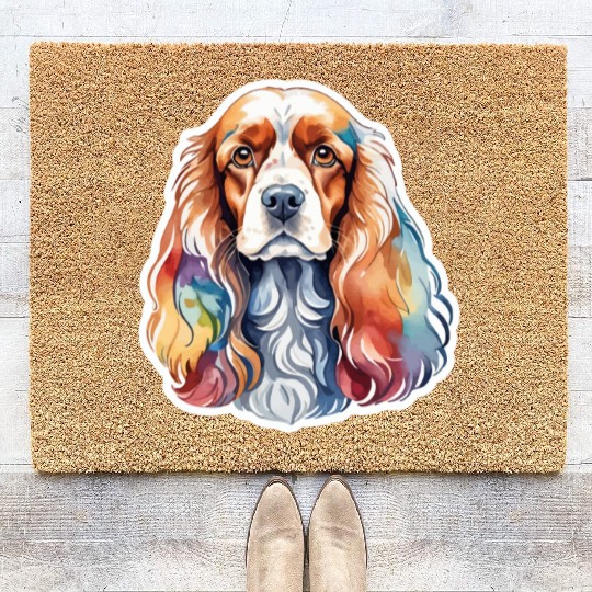 American Cocker Spaniel Watercolor Coir Doormats