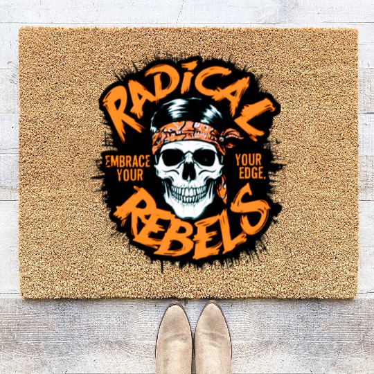 Skull Radical Rebels Embrace Your Edge Coir Doormats