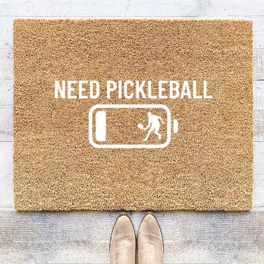 Need Pickleball Low Battery Funny Pickleball Coir Doormats