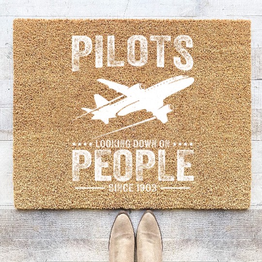 Pilots Looking Down On People Funny Aviation Airpl Coir Doormats