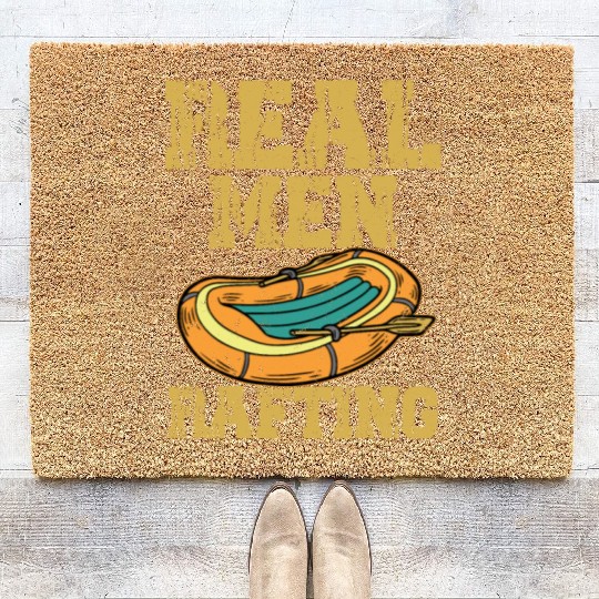 Real Men Rafting Paddling Wild River White Water Coir Doormats