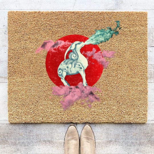 Mythical Chimera Kirin Standing on a Seal Larger Coir Doormats