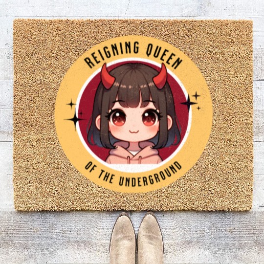 Queen of underground mean girl cute kawaii design Coir Doormats