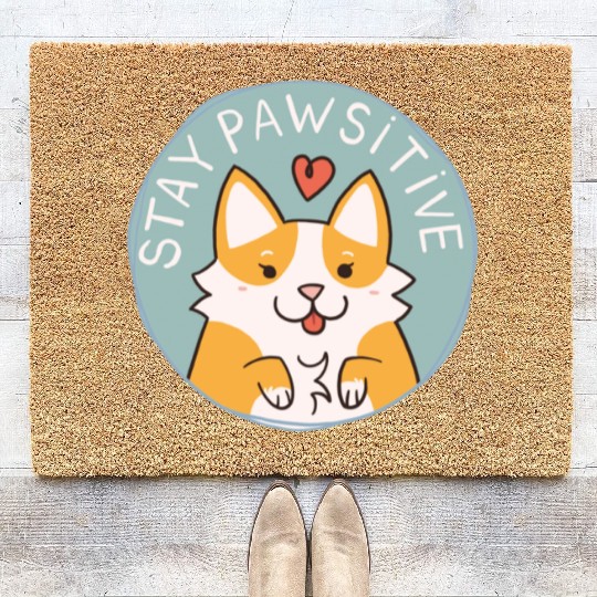 Corgi Pawsitive Badge Coir Doormats