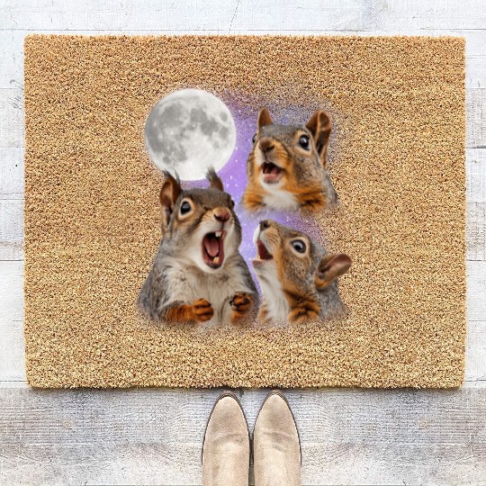 Funny Squirrel Moon Space! Nerd, Geed, Science Coir Doormats