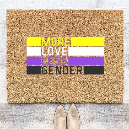 Non Binary Pride NB More Love Less Gender LGBTQ Coir Doormats