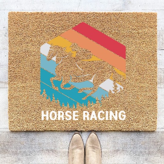 Retro Equestrian Riding Jockey Horse Racing Coir Doormats