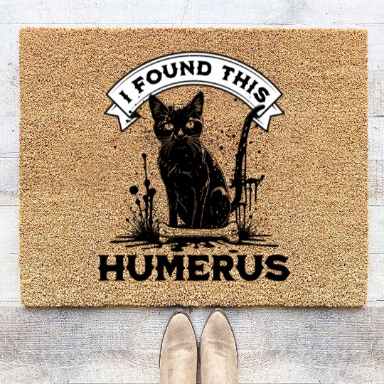 I Found This Humerus Black Cat With Human Bone Coir Doormats