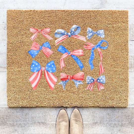 Red White Blue American Coquette Coir Doormats