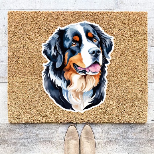 Bernese Mountain Dog Watercolor Coir Doormats