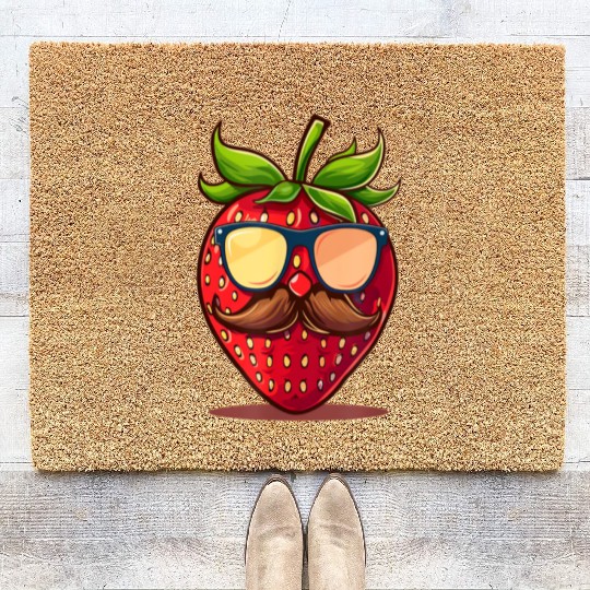 Strawberry Sunglasses Mustache Fruits Coir Doormats