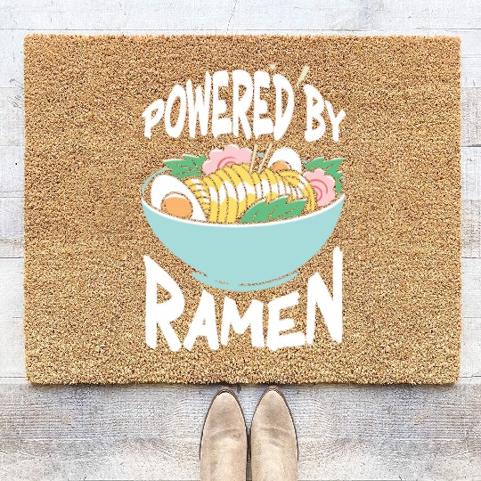 Powered By Ramen Anime Japanese Soup Cup Noodle Coir Doormats