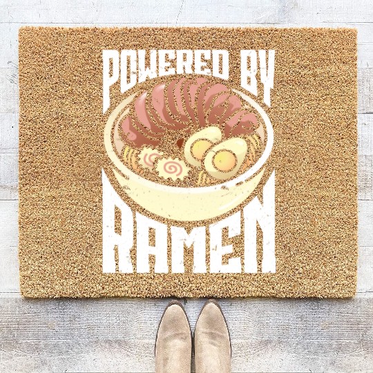 Powered By Ramen Anime Japanese Soup Cup Noodle Coir Doormats