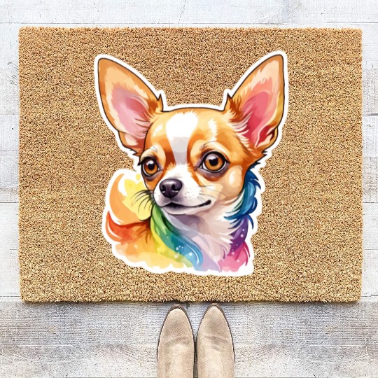 Chihuahua Watercolor Coir Doormats