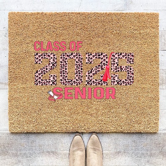Class of 2025 Senior Leopard Print Graduation 2025 Coir Doormats